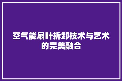空气能扇叶拆卸技术与艺术的完美融合 家电维修