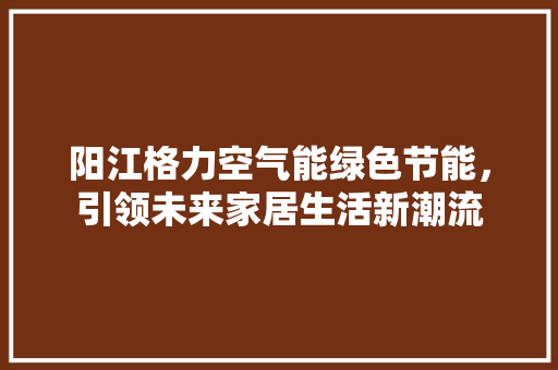 阳江格力空气能绿色节能，引领未来家居生活新潮流
