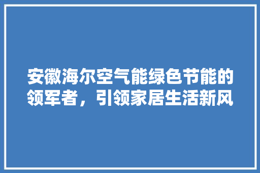 安徽海尔空气能绿色节能的领军者，引领家居生活新风尚 综合便民