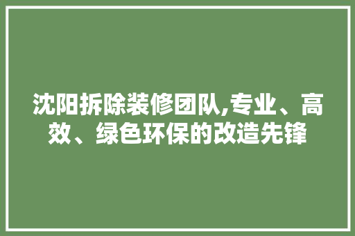 沈阳拆除装修团队,专业、高效、绿色环保的改造先锋 沈阳拆除装修团队,专业、高效、绿色环保的改造先锋 家电维修