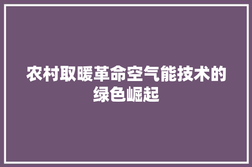 农村取暖革命空气能技术的绿色崛起 汽车维修