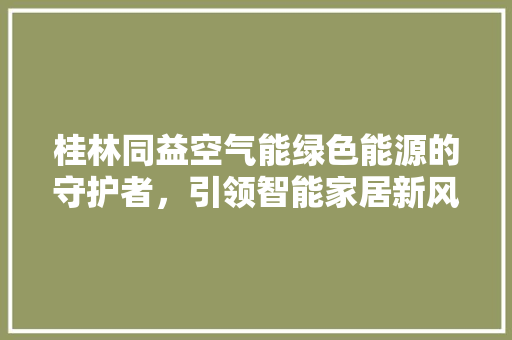 桂林同益空气能绿色能源的守护者，引领智能家居新风尚 家电维修