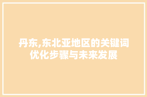 丹东,东北亚地区的关键词优化步骤与未来发展 家电维修