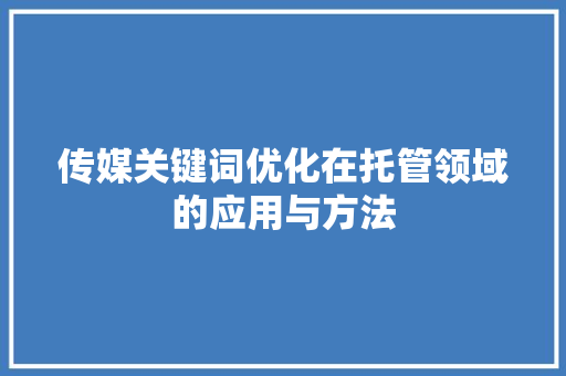 传媒关键词优化在托管领域的应用与方法