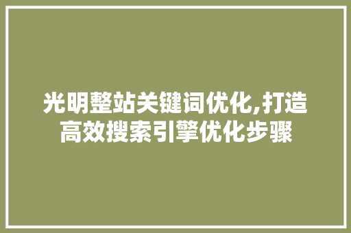 光明整站关键词优化,打造高效搜索引擎优化步骤