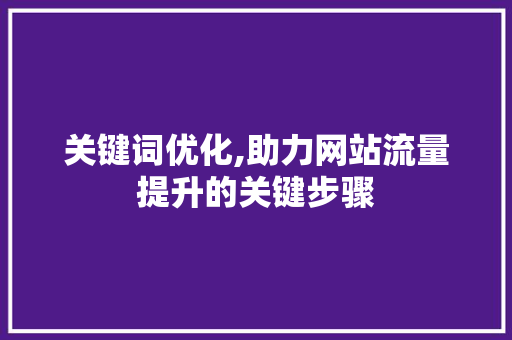 关键词优化,助力网站流量提升的关键步骤