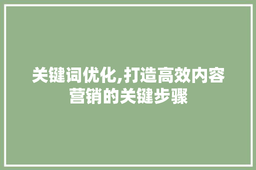 关键词优化,打造高效内容营销的关键步骤