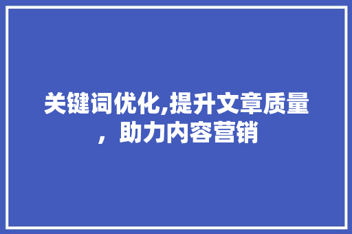 关键词优化,提升文章质量，助力内容营销