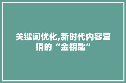 关键词优化,新时代内容营销的“金钥匙”