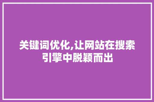 关键词优化,让网站在搜索引擎中脱颖而出