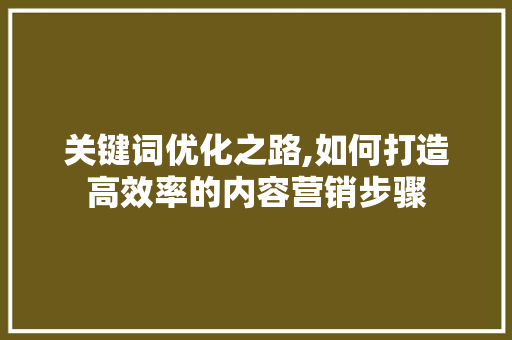 关键词优化之路,如何打造高效率的内容营销步骤