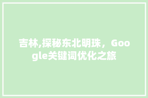 吉林,探秘东北明珠，Google关键词优化之旅
