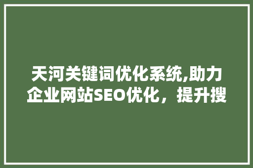 天河关键词优化系统,助力企业网站SEO优化，提升搜索引擎排名