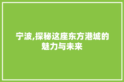 宁波,探秘这座东方港城的魅力与未来
