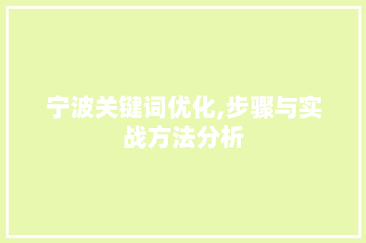 宁波关键词优化,步骤与实战方法分析