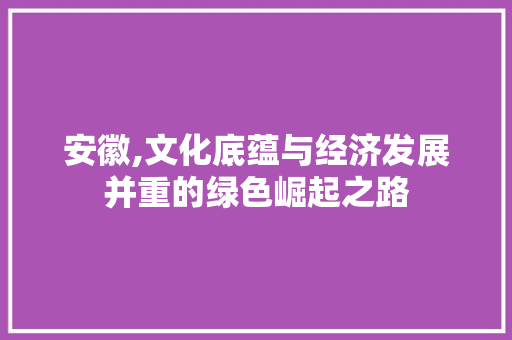 安徽,文化底蕴与经济发展并重的绿色崛起之路