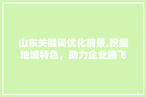 山东关键词优化前景,挖掘地域特色，助力企业腾飞 厨房维修