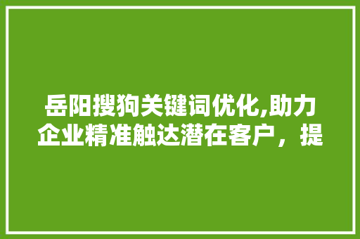 岳阳搜狗关键词优化,助力企业精准触达潜在客户，提升市场竞争力 综合便民