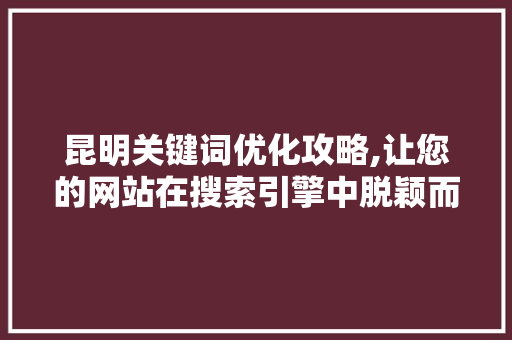昆明关键词优化攻略,让您的网站在搜索引擎中脱颖而出