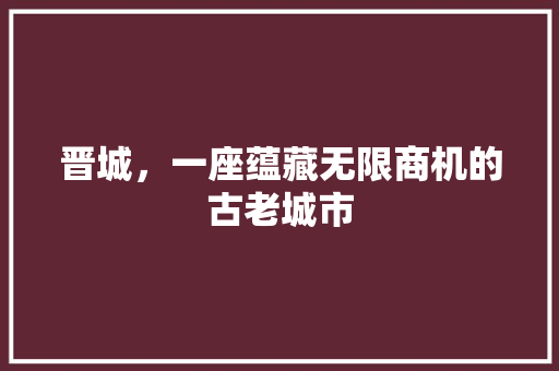 晋城，一座蕴藏无限商机的古老城市 家电维修