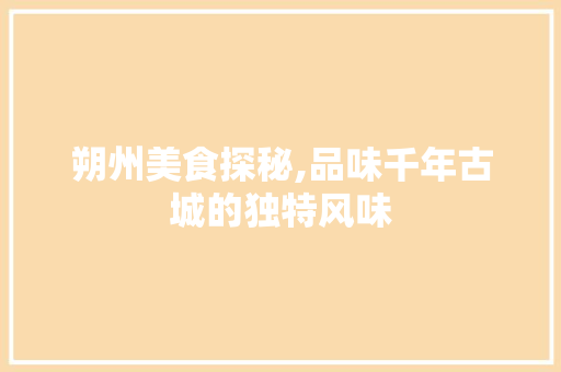 朔州美食探秘,品味千年古城的独特风味