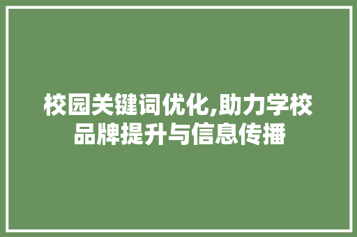 校园关键词优化,助力学校品牌提升与信息传播