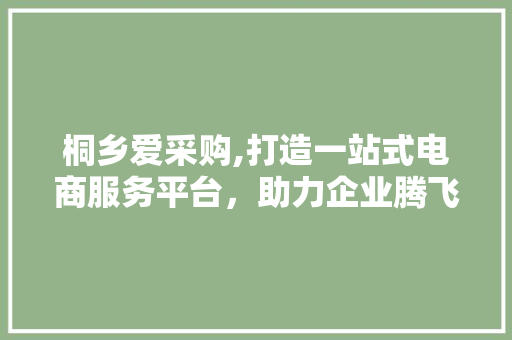 桐乡爱采购,打造一站式电商服务平台，助力企业腾飞