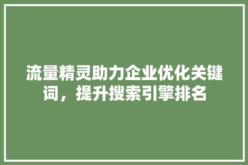 流量精灵助力企业优化关键词，提升搜索引擎排名