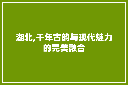 湖北,千年古韵与现代魅力的完美融合