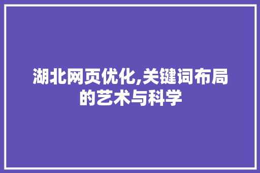 湖北网页优化,关键词布局的艺术与科学