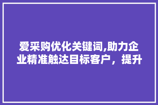 爱采购优化关键词,助力企业精准触达目标客户，提升市场竞争力
