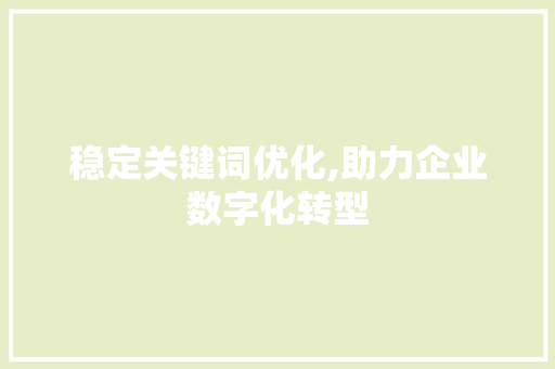 稳定关键词优化,助力企业数字化转型