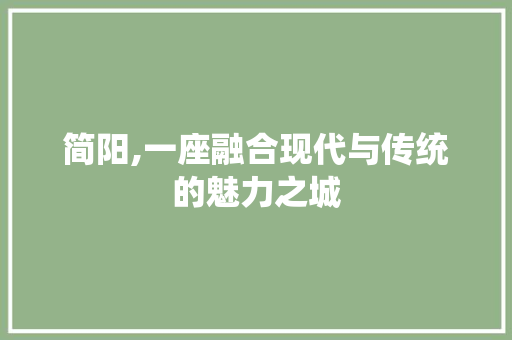 简阳,一座融合现代与传统的魅力之城