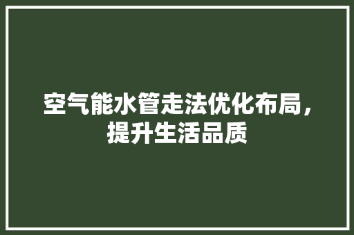 空气能水管走法优化布局，提升生活品质 厨房维修
