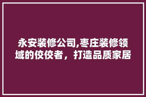 永安装修公司,枣庄装修领域的佼佼者，打造品质家居生活 永安装修公司,枣庄装修领域的佼佼者，打造品质家居生活 家电维修