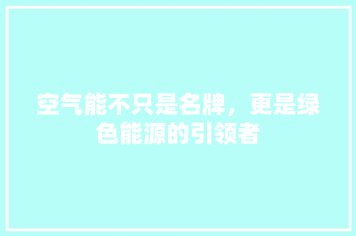 空气能不只是名牌，更是绿色能源的引领者 墙体维修