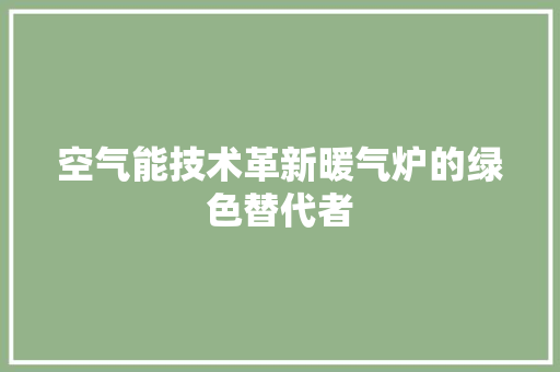 空气能技术革新暖气炉的绿色替代者