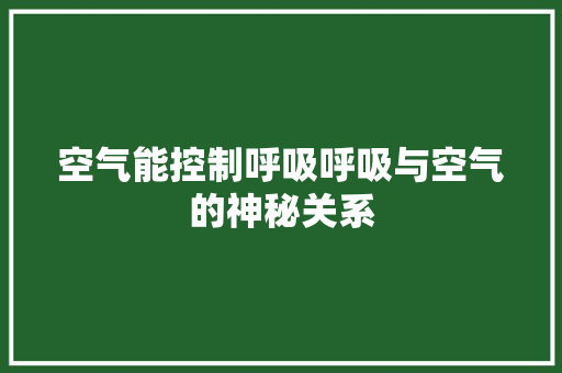 空气能控制呼吸呼吸与空气的神秘关系 墙体维修