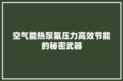 空气能热泵氟压力高效节能的秘密武器 综合便民