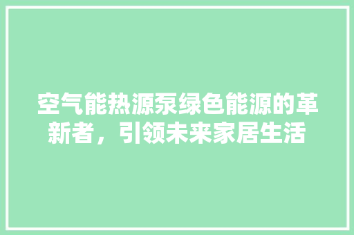 空气能热源泵绿色能源的革新者，引领未来家居生活