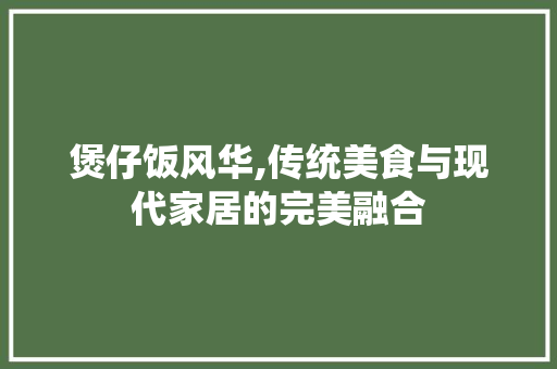 煲仔饭风华,传统美食与现代家居的完美融合 煲仔饭风华,传统美食与现代家居的完美融合 厨房维修