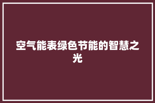 空气能表绿色节能的智慧之光