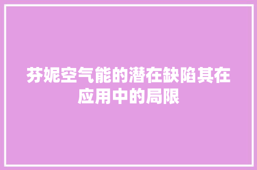 芬妮空气能的潜在缺陷其在应用中的局限