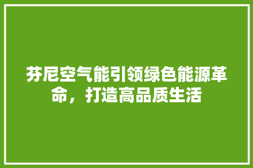 芬尼空气能引领绿色能源革命，打造高品质生活