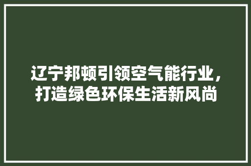 辽宁邦顿引领空气能行业，打造绿色环保生活新风尚