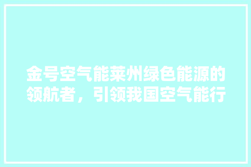 金号空气能莱州绿色能源的领航者，引领我国空气能行业蓬勃发展 综合便民