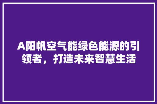 A阳帆空气能绿色能源的引领者，打造未来智慧生活