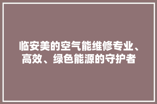 临安美的空气能维修专业、高效、绿色能源的守护者
