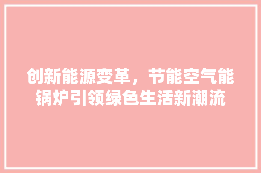 创新能源变革，节能空气能锅炉引领绿色生活新潮流