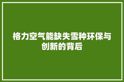 格力空气能缺失雪种环保与创新的背后